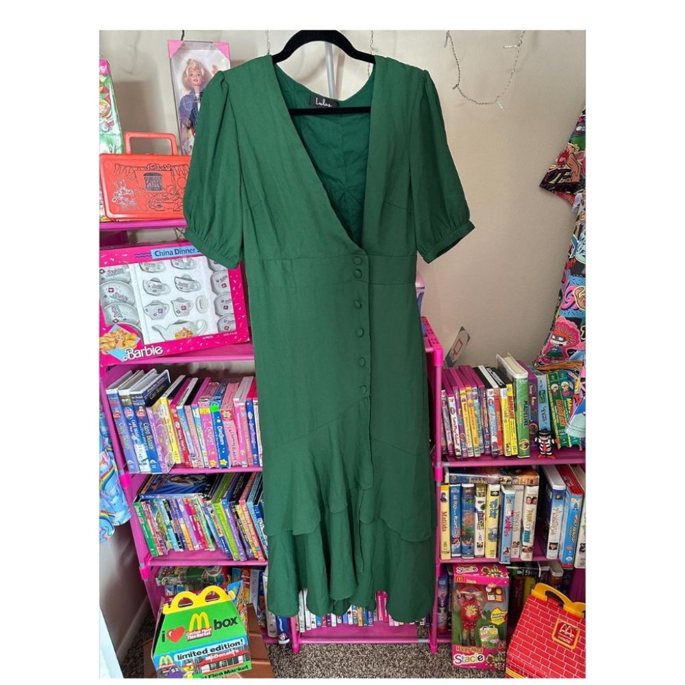 LULUS‎ GREEN SIDE BUTTON DRESS SIZE MEDIUM